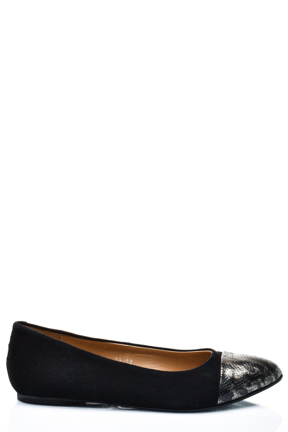 BALERINI NEGRU ARGINTIU PIELE NATURALA INTOARSA 1PC06