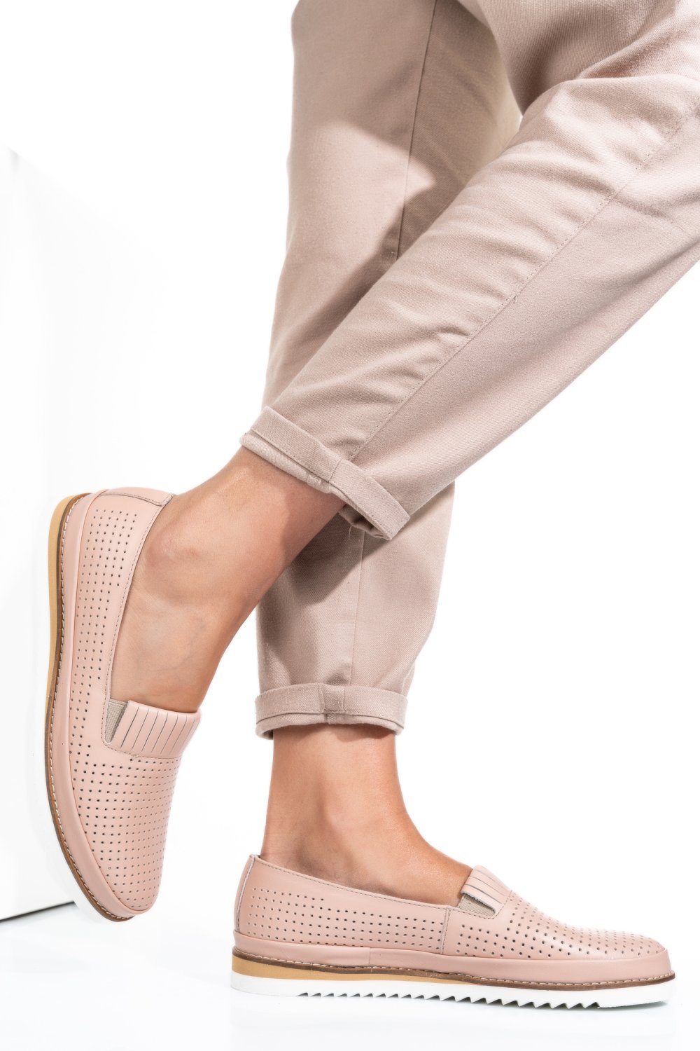 MOCASINI ROZ PIELE NATURALA 2PC36