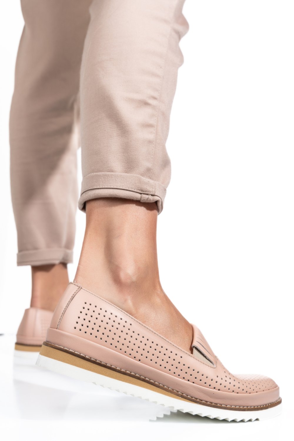 MOCASINI ROZ PIELE NATURALA 2PC36