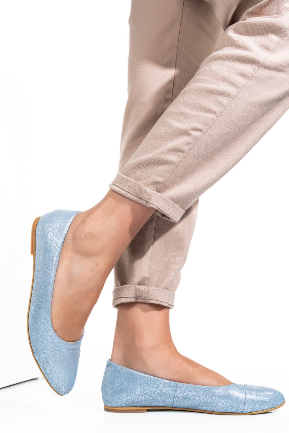 BALERINI ALBASTRU ARGINTIU PIELE NATURALA 1PC06