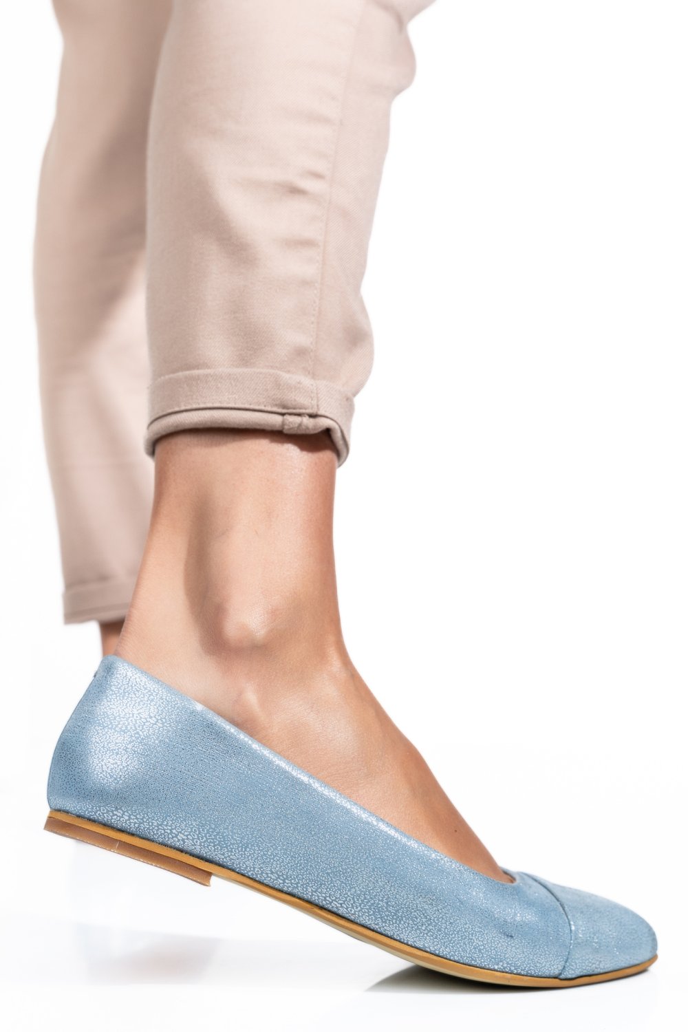 BALERINI ALBASTRU ARGINTIU PIELE NATURALA 1PC06