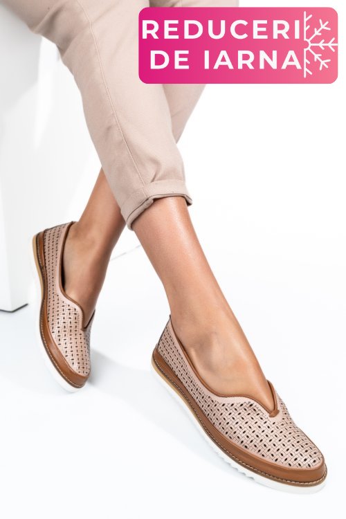 Mocasini roz piele naturala 1pc26