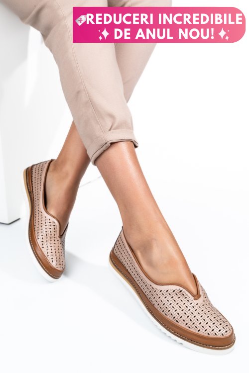 Mocasini roz piele naturala 1pc26