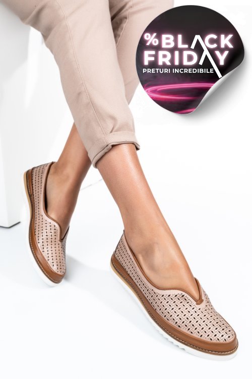 Mocasini roz piele naturala 1pc26