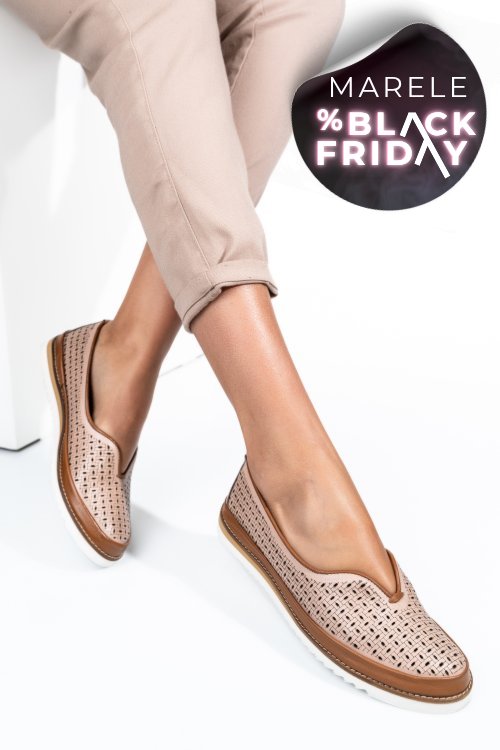 Mocasini roz piele naturala 1pc26