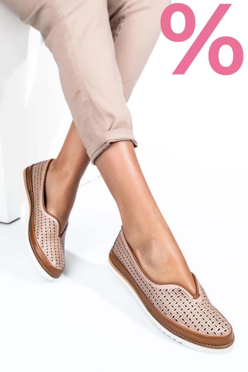 MOCASINI ROZ PIELE NATURALA 1PC26