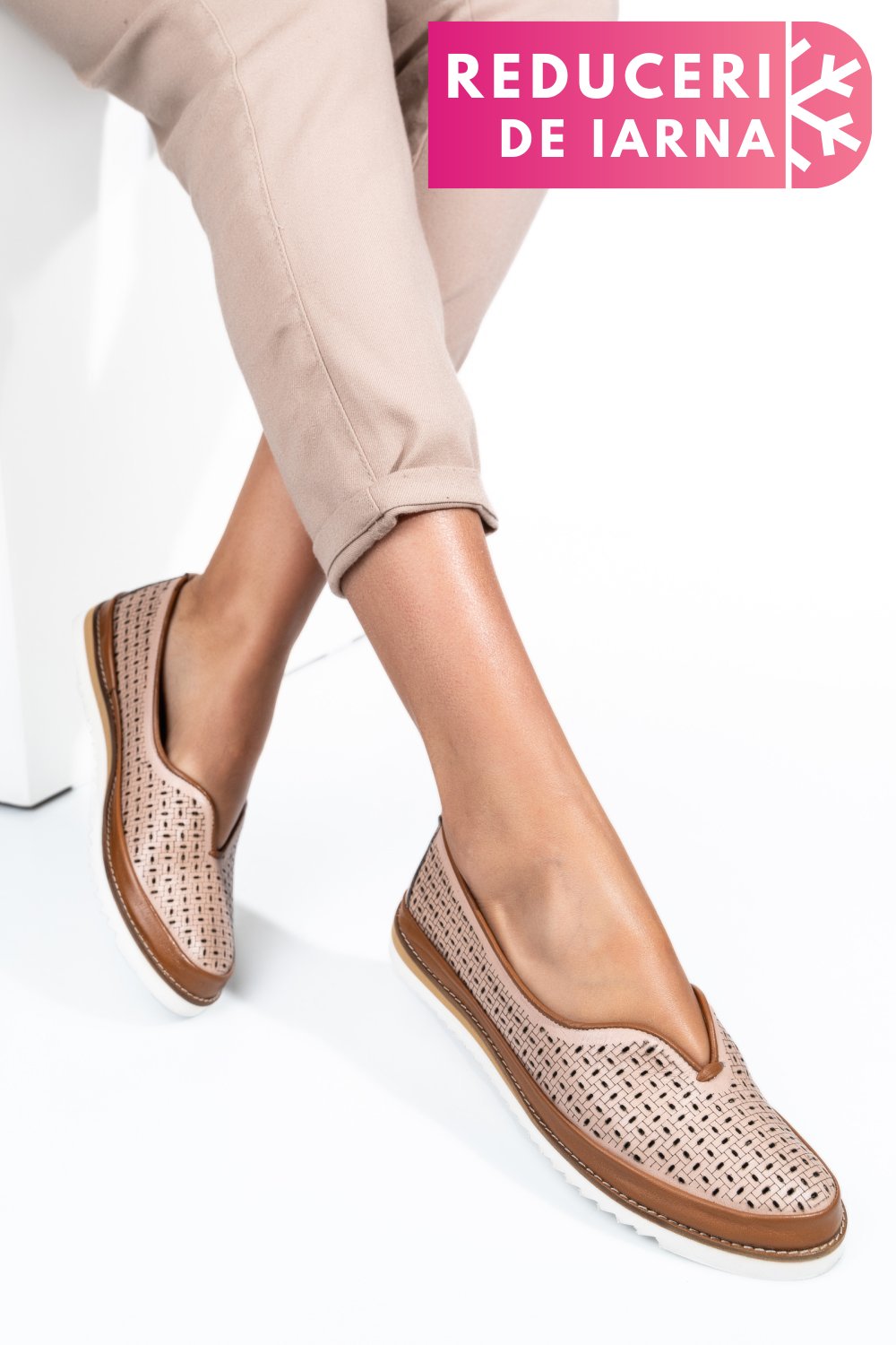 MOCASINI ROZ PIELE NATURALA 1PC26