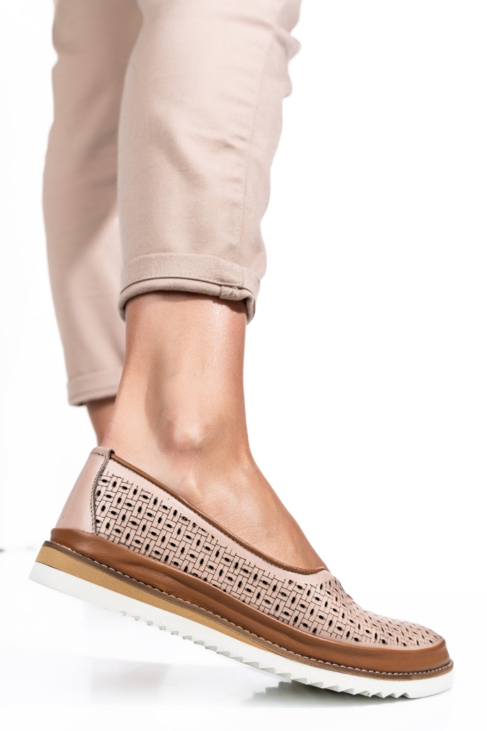 MOCASINI ROZ PIELE NATURALA 1PC26