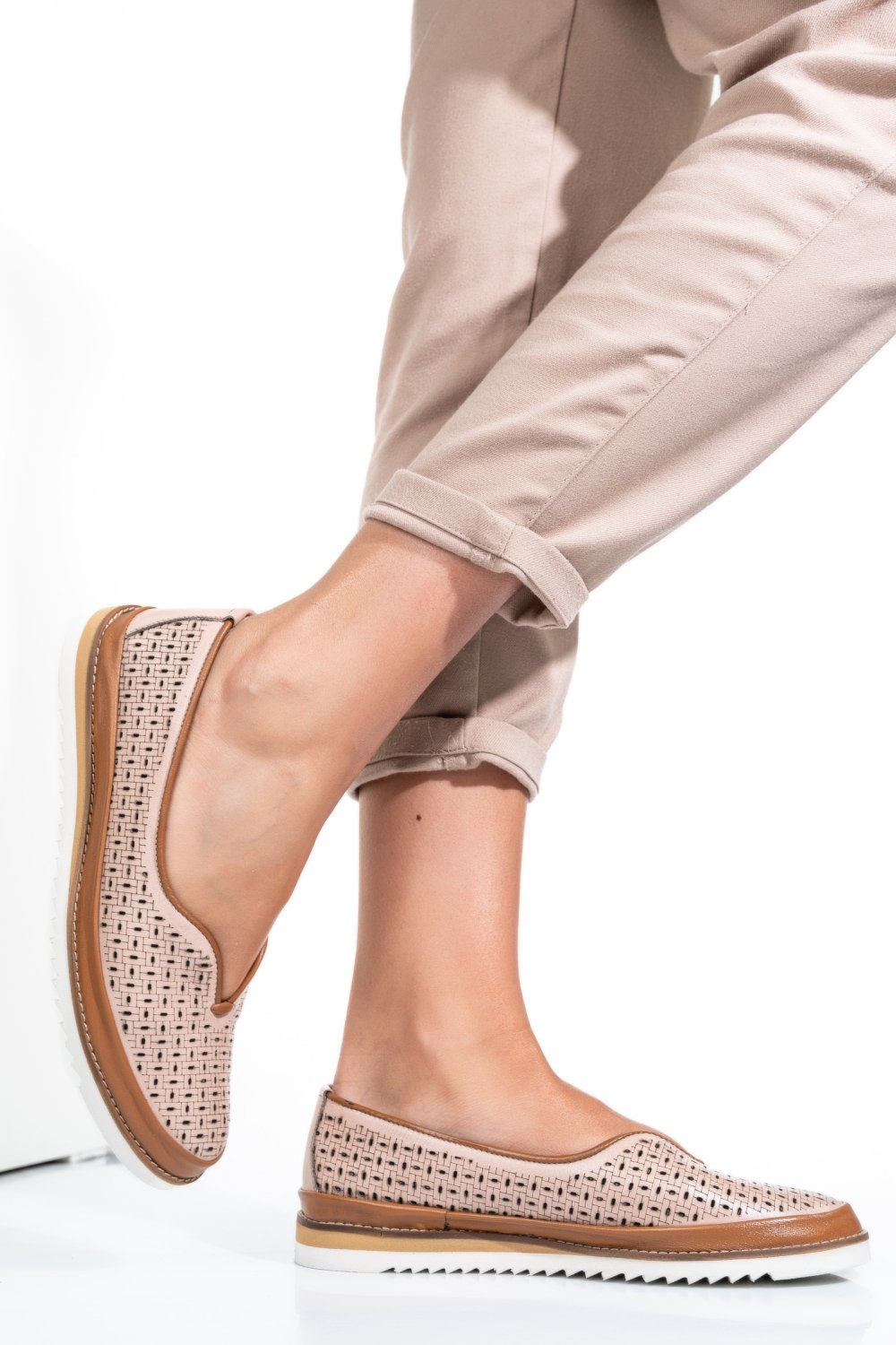 MOCASINI ROZ PIELE NATURALA 1PC26