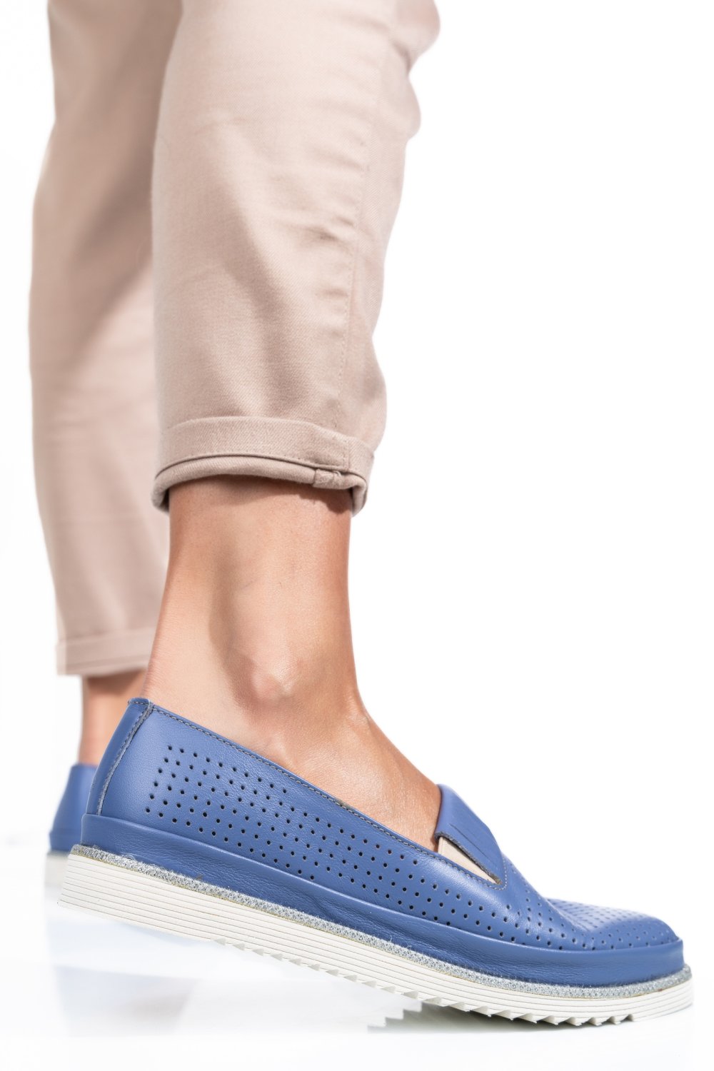 MOCASINI ALBASTRI PIELE NATURALA 2PC36
