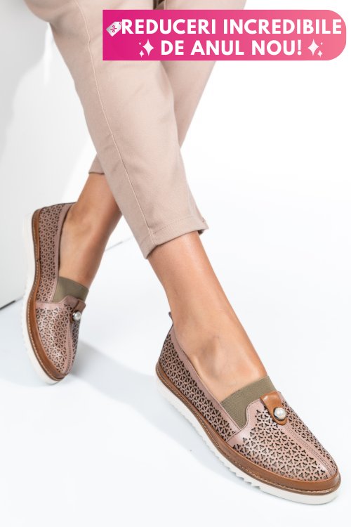 Mocasini roz piele naturala 1pc25