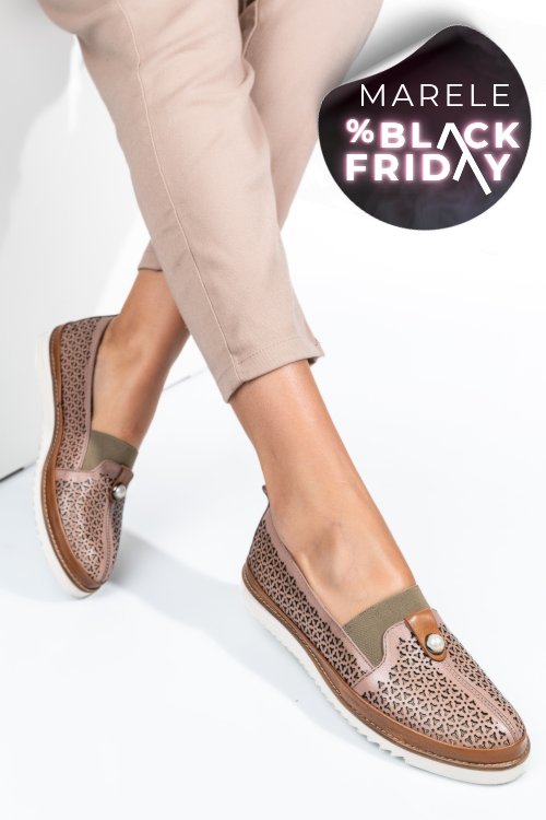 Mocasini roz piele naturala 1pc25