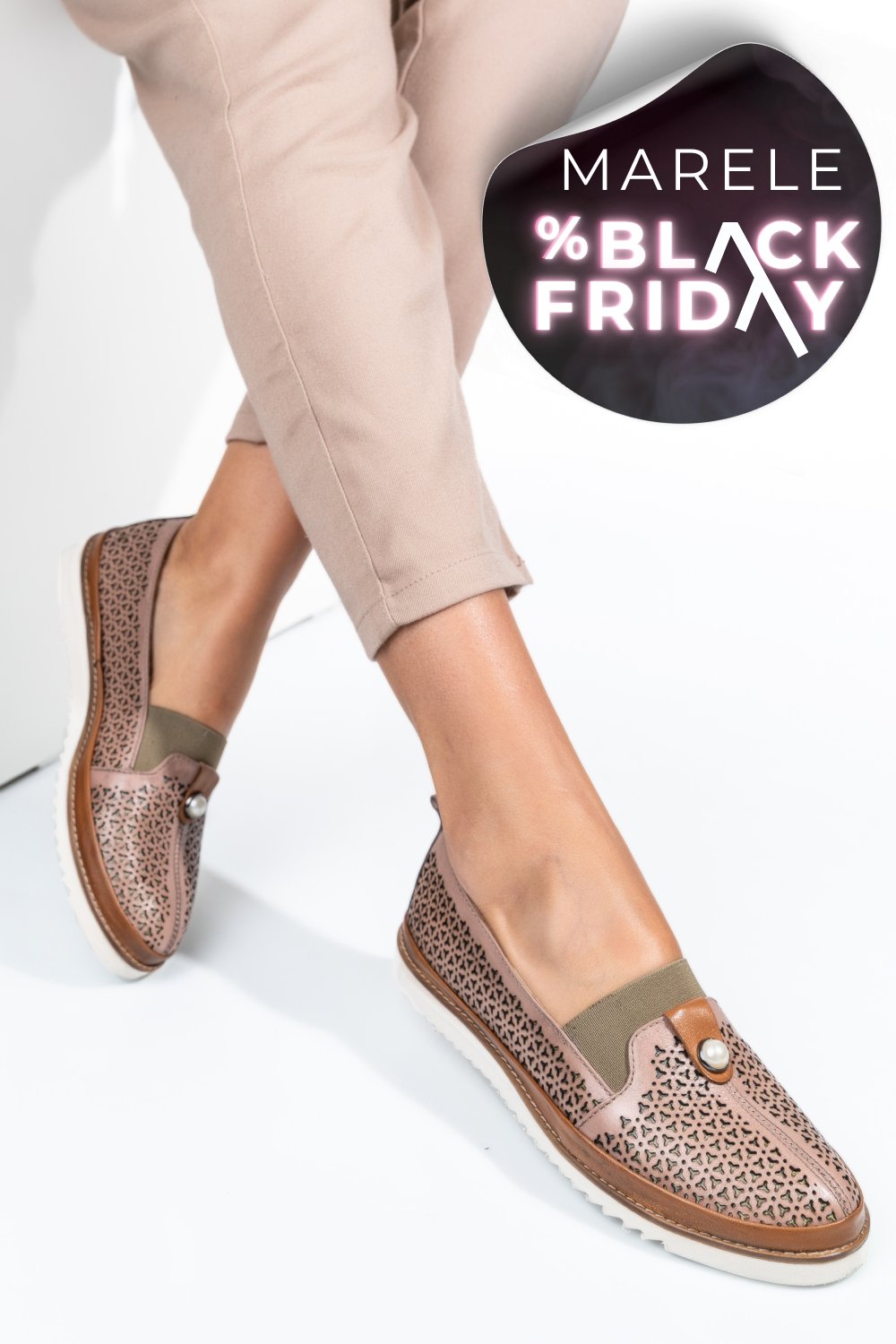 MOCASINI ROZ PIELE NATURALA 1PC25