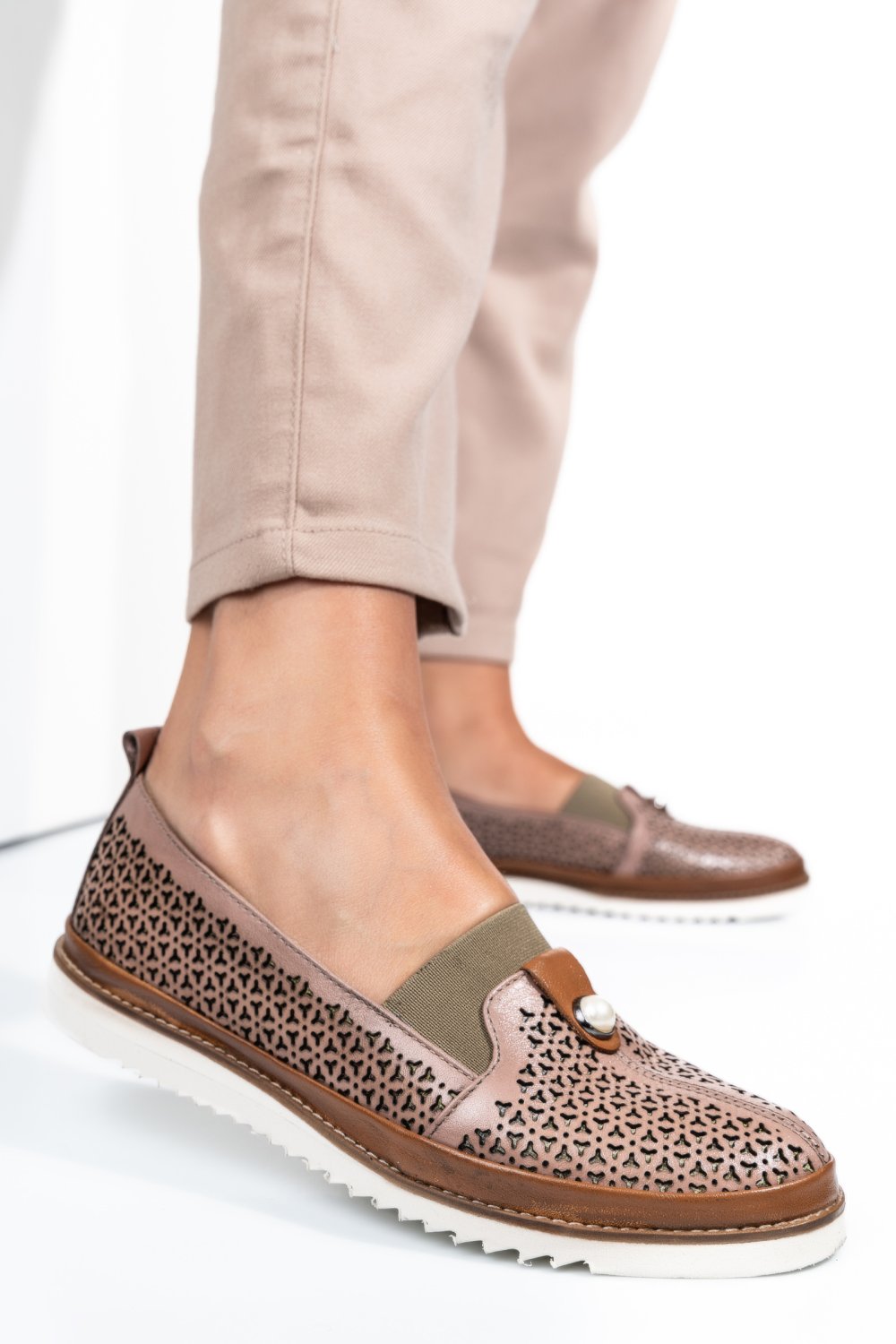 MOCASINI ROZ PIELE NATURALA 1PC25