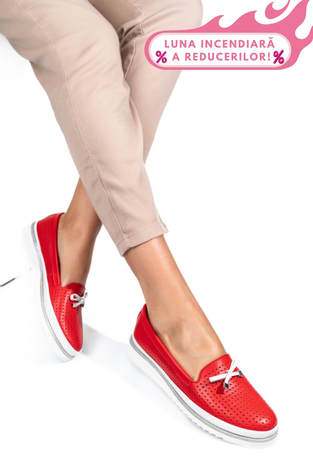 MOCASINI ROSII PIELE NATURALA 1PC07