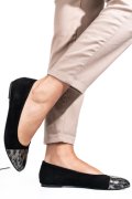 BALERINI NEGRU ARGINTIU PIELE NATURALA INTOARSA 1PC06