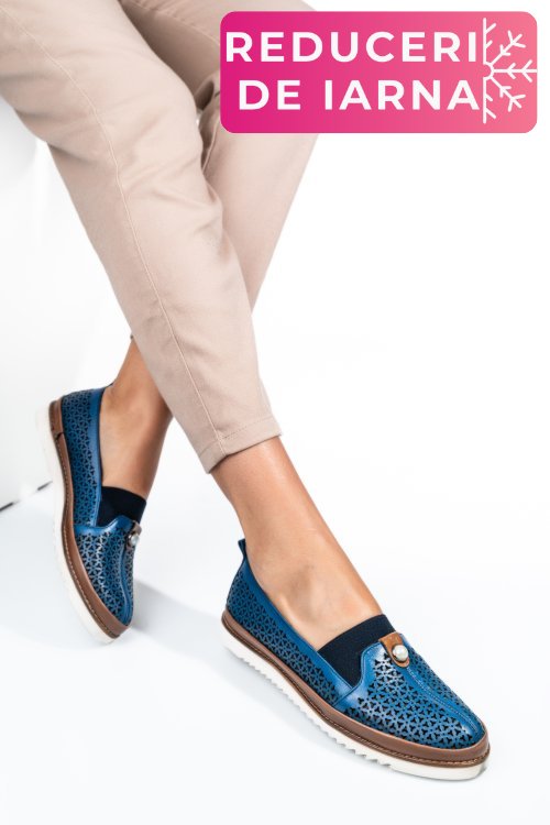 Mocasini albastri piele naturala 1pc25