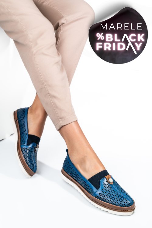 Mocasini albastri piele naturala 1pc25