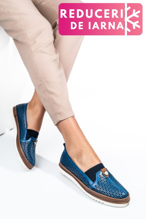 Mocasini albastri piele naturala 1pc25
