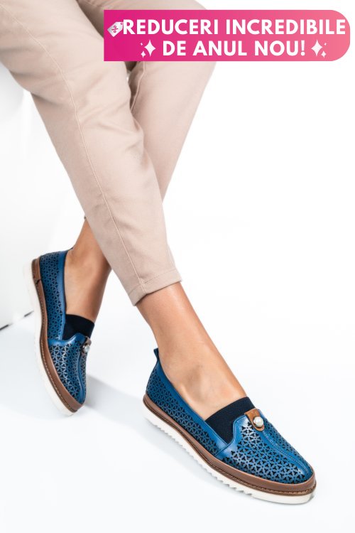 Mocasini albastri piele naturala 1pc25