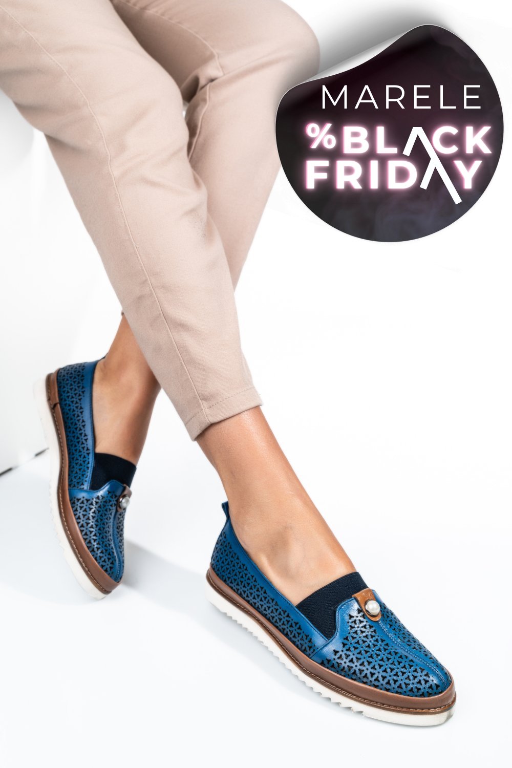 MOCASINI ALBASTRI PIELE NATURALA 1PC25