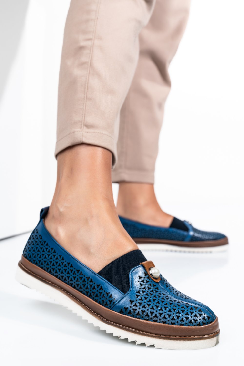 MOCASINI ALBASTRI PIELE NATURALA 1PC25