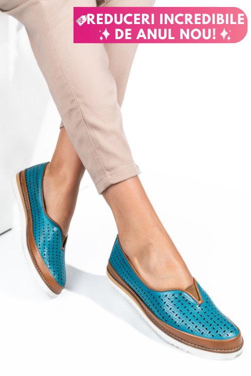 Mocasini turcoaz piele naturala 1pc26