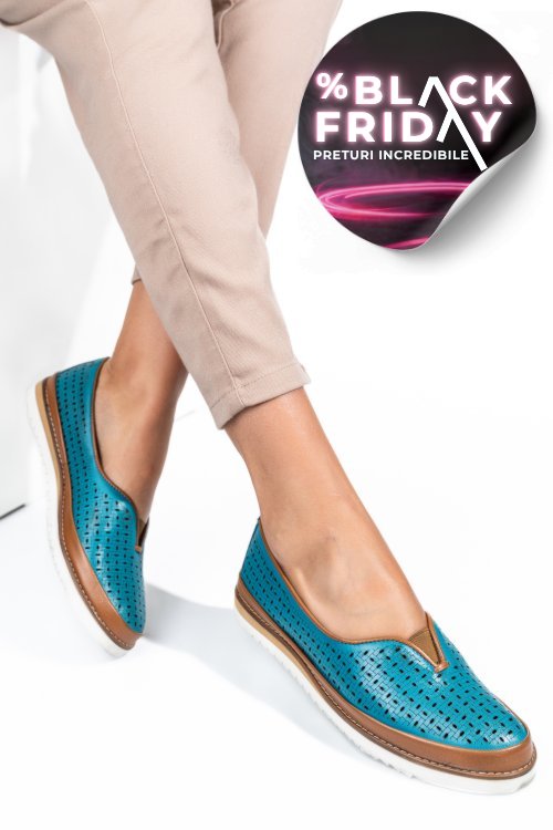 Mocasini turcoaz piele naturala 1pc26