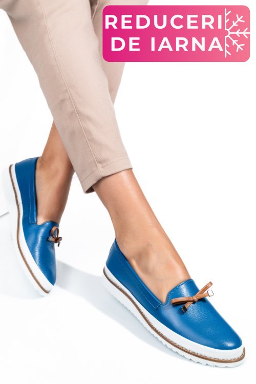 Mocasini albastri piele naturala 1pc07