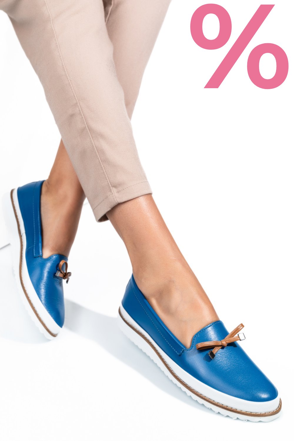 MOCASINI ALBASTRI PIELE NATURALA 1PC07