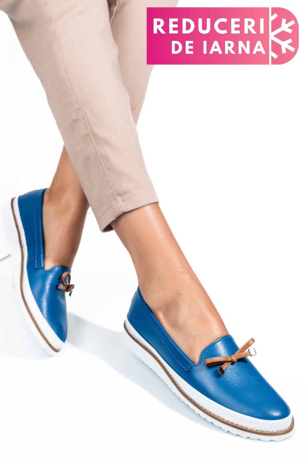 MOCASINI ALBASTRI PIELE NATURALA 1PC07