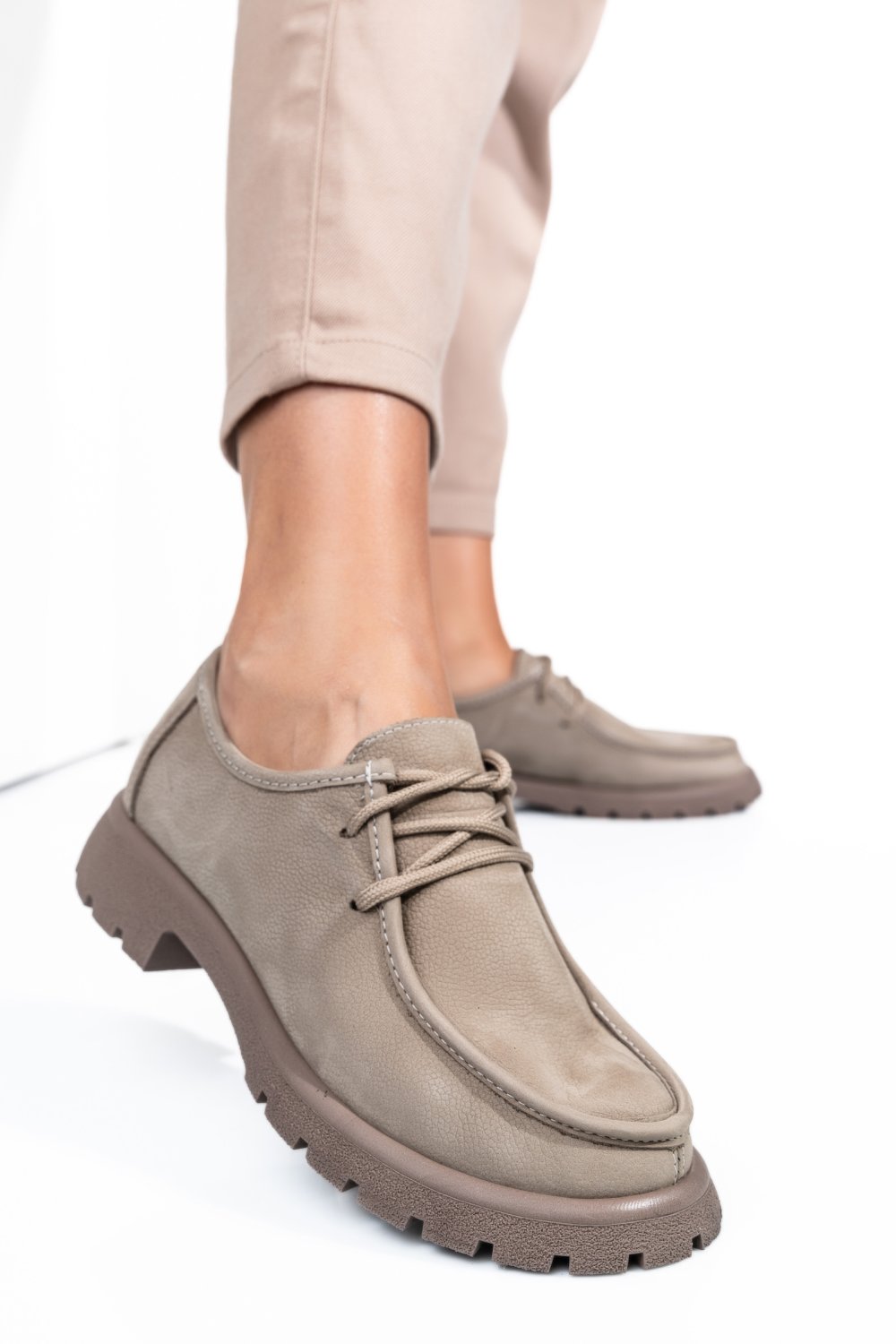 MOCASINI TAUPE PIELE NATURALA INTOARSA 4PC247