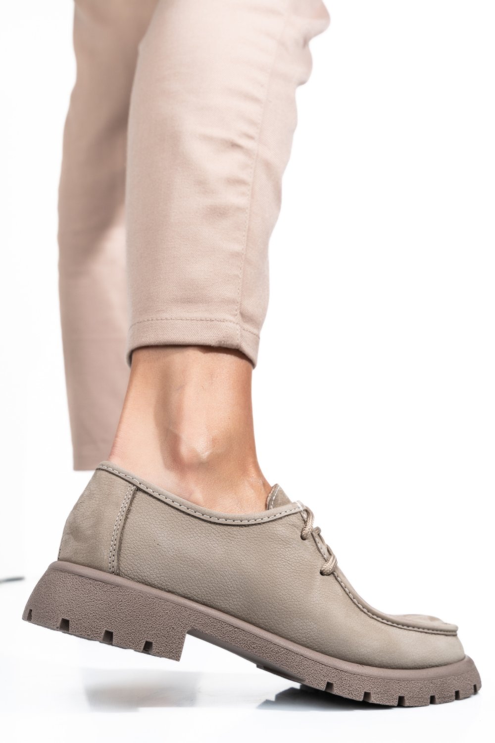 MOCASINI TAUPE PIELE NATURALA INTOARSA 4PC247