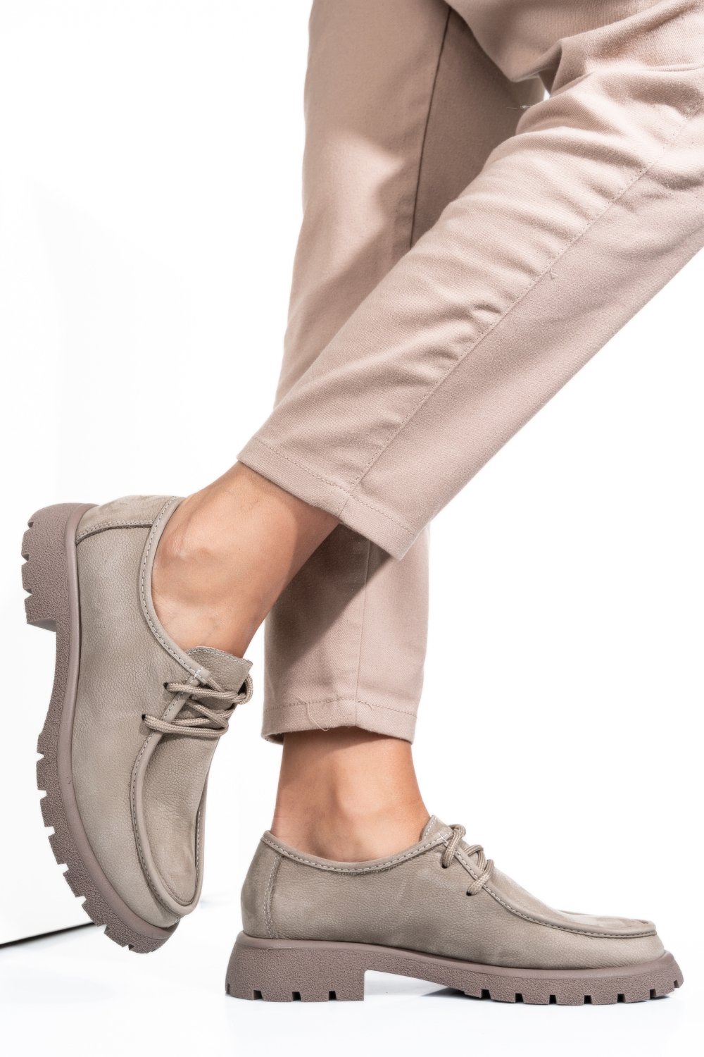 MOCASINI TAUPE PIELE NATURALA INTOARSA 4PC247