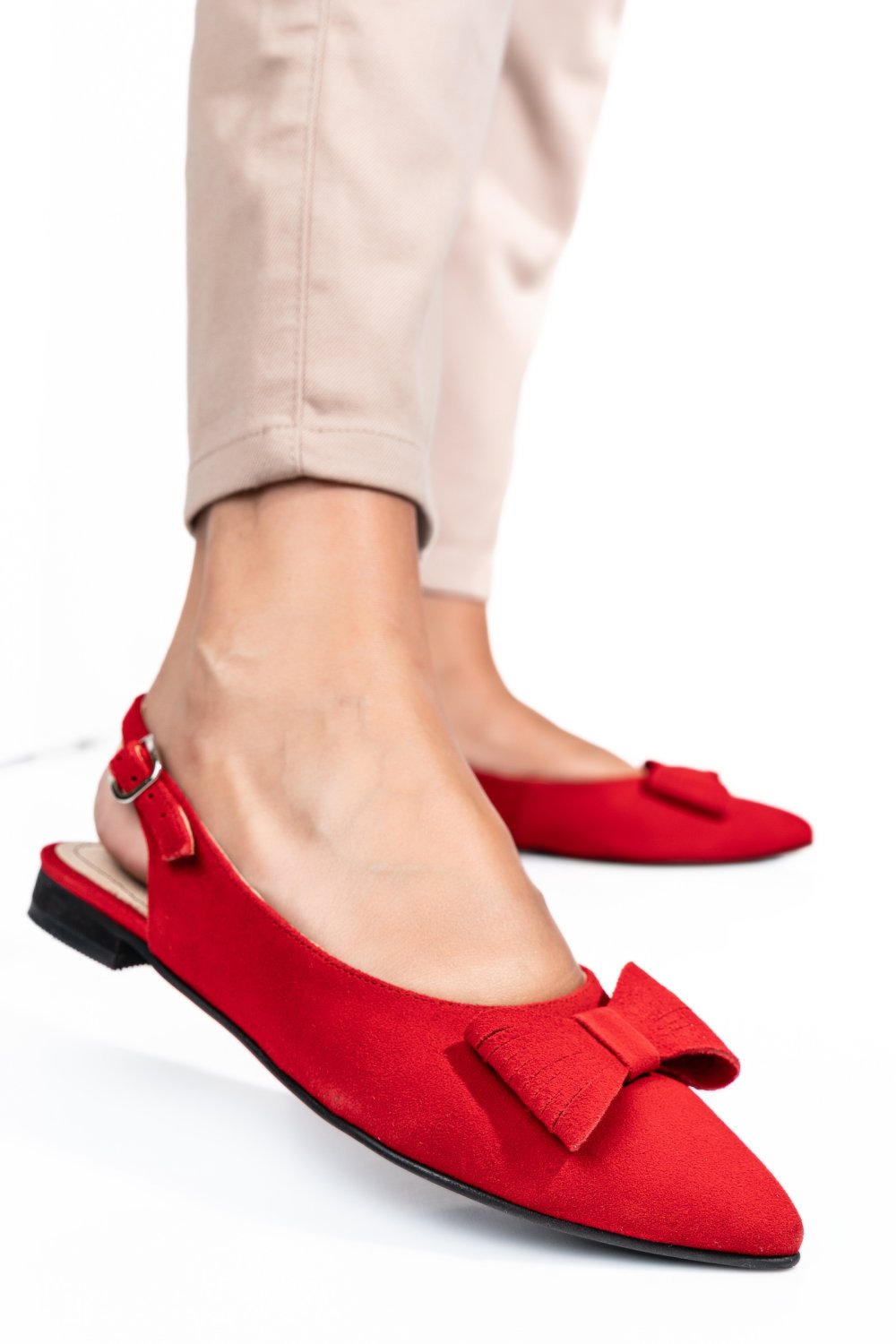 BALERINI ROSII PIELE NATURALA INTOARSA 3S7720B