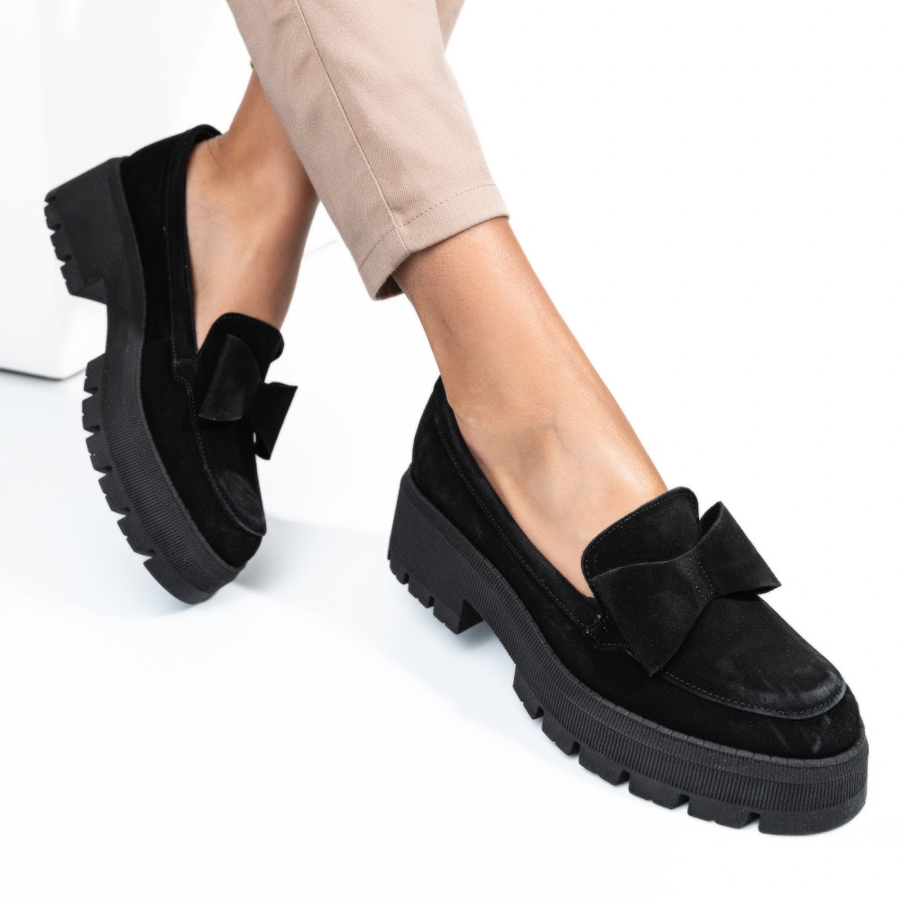 MOCASINI NEGRI PIELE NATURALA INTOARSA 2S77115
