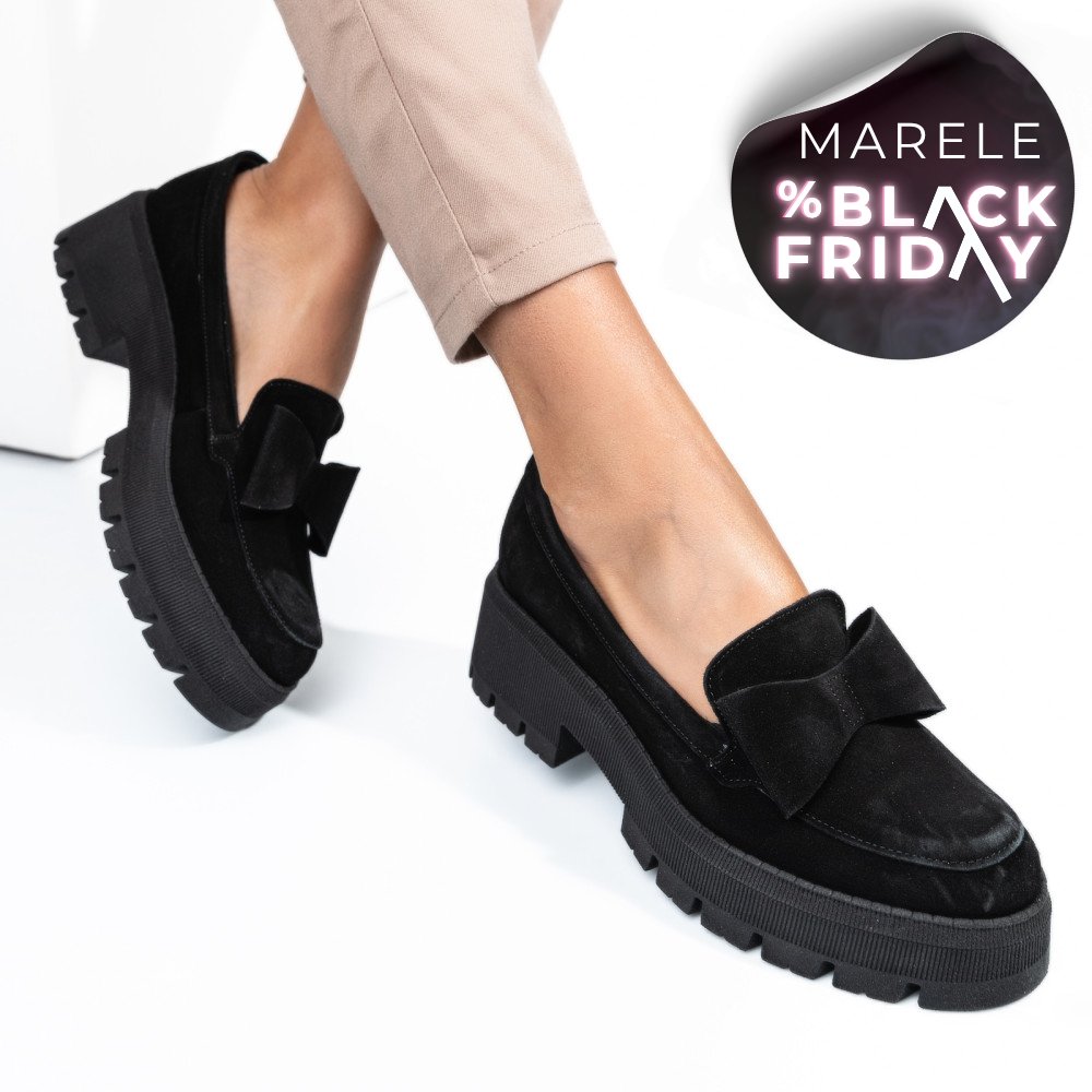 MOCASINI NEGRI PIELE NATURALA INTOARSA 2S77115