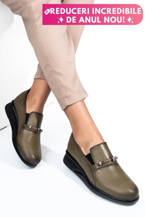 Pantofi verzi piele naturala 4s7747
