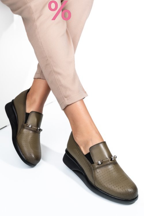 Pantofi verzi piele naturala 4s7747