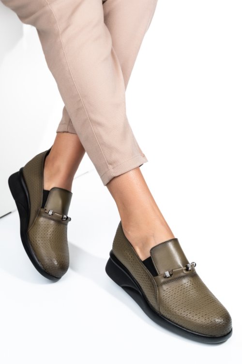 Pantofi verzi piele naturala 4s7747