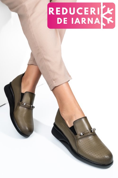 Pantofi verzi piele naturala 4s7747
