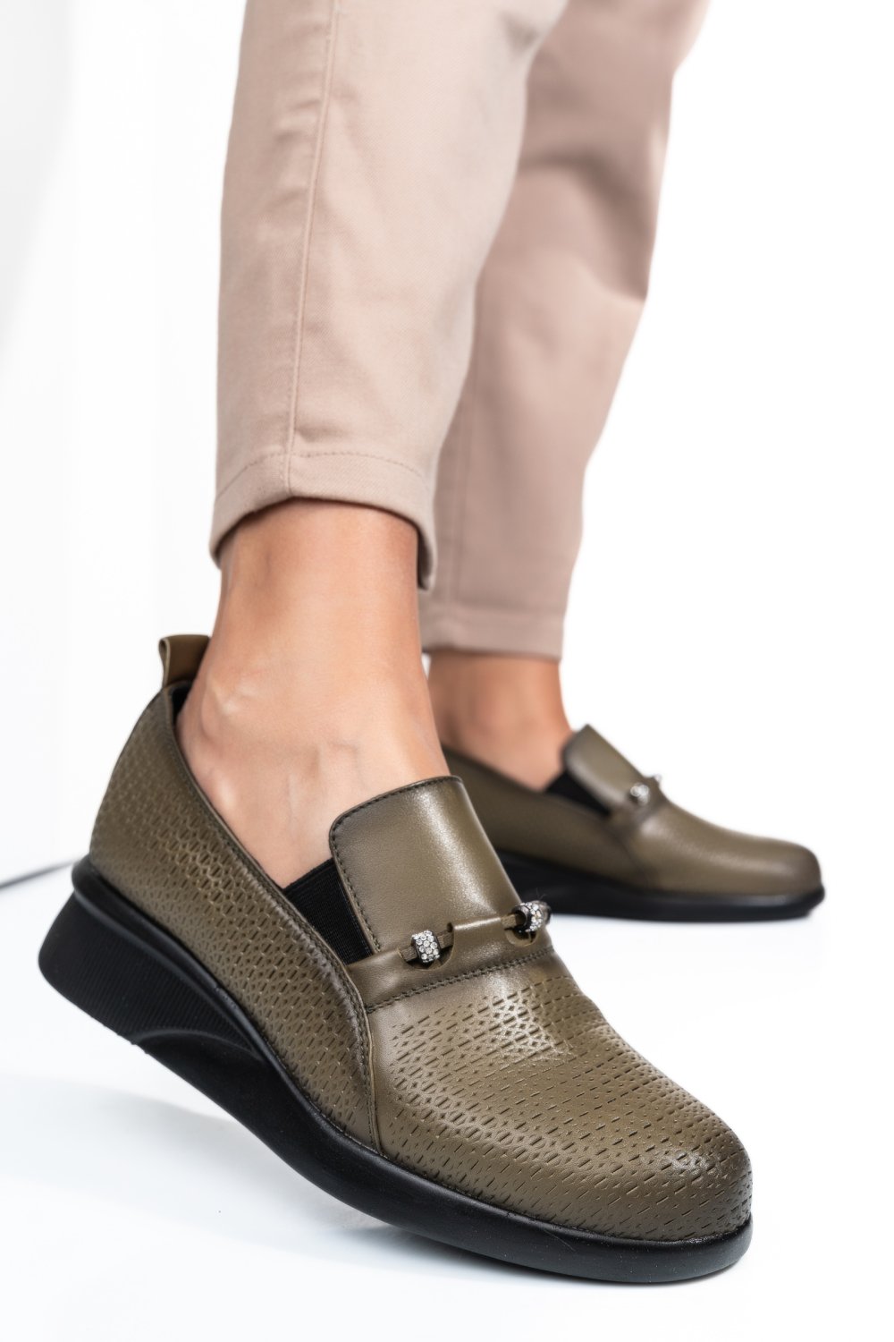 PANTOFI VERZI PIELE NATURALA 4S7747