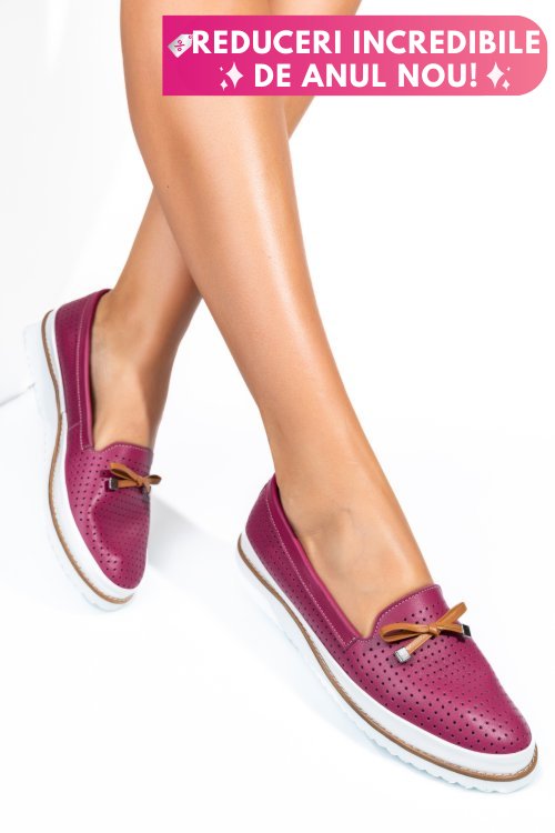 Mocasini mov piele naturala 1pc07b