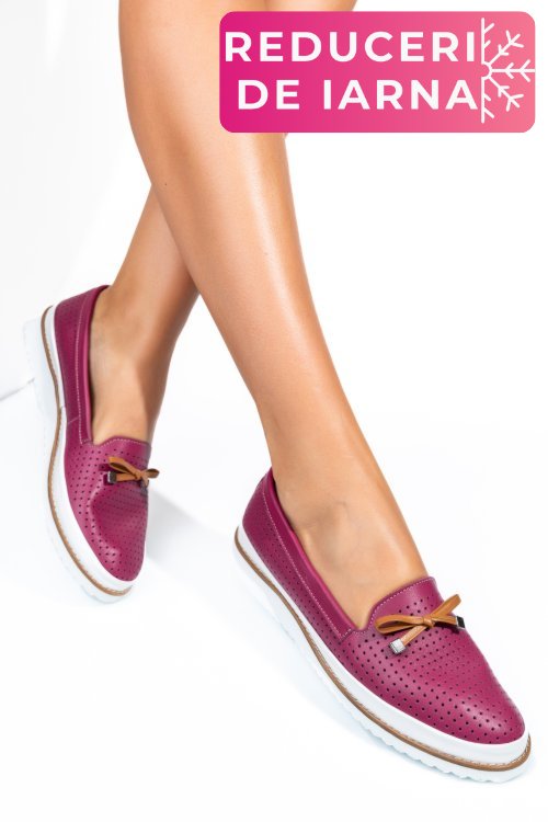 Mocasini mov piele naturala 1pc07b
