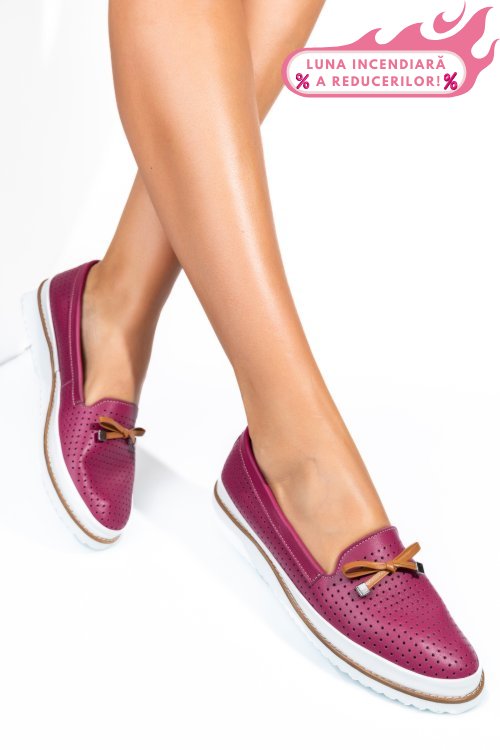Mocasini mov piele naturala 1pc07b