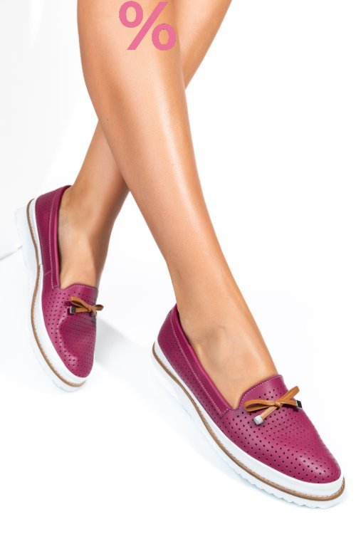 Mocasini mov piele naturala 1pc07b