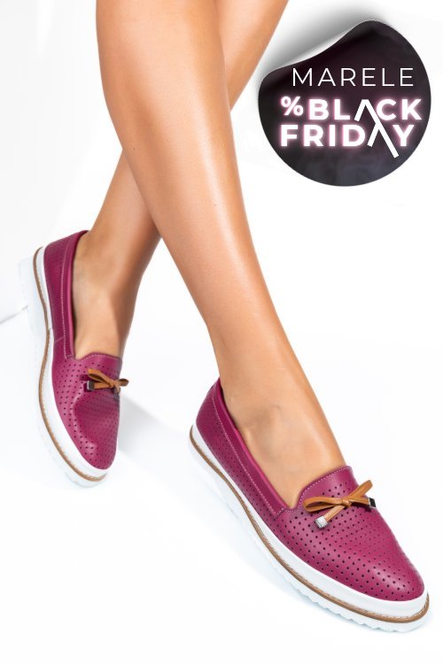 Mocasini mov piele naturala 1pc07b