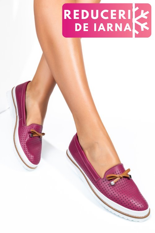 Mocasini mov piele naturala 1pc07b