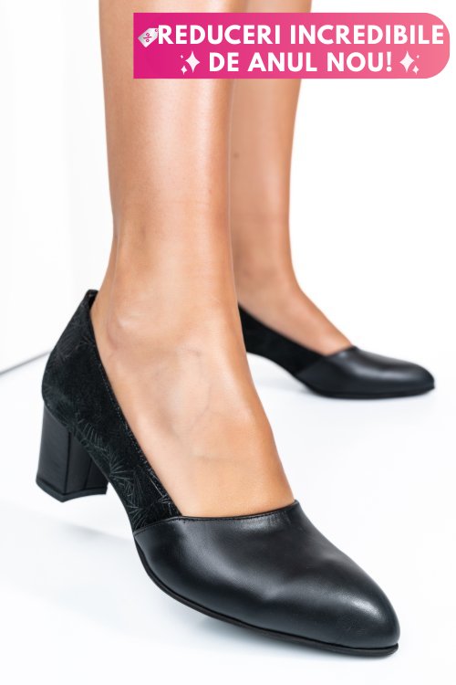 Pantofi negri piele naturala 1pc585