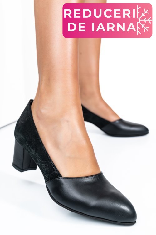 Pantofi negri piele naturala 1pc585